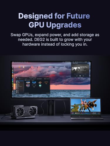 Image of MINISFORUM DEG2 USB4 V2 (TBT5 Compatible) & OCuLink eGPU Dock, 80Gbps Dual-Link External GPU Enclosure with M.2 NVMe Slot, Supports Universal ATX /SFX Power Supplies