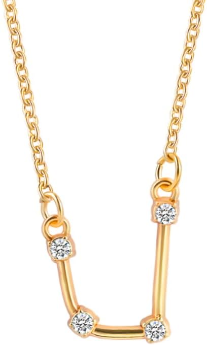 Bling Queen Women's Gold Plated Zodiac Taurus Constellation Pendant Necklace