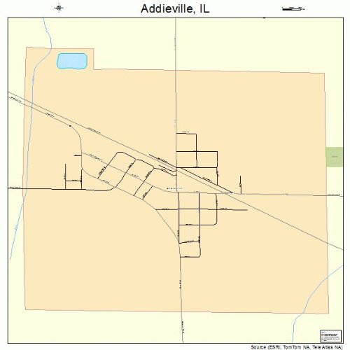 Large Street & Road Map of Addieville, Illinois IL Printed poster