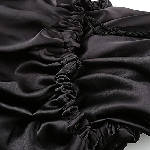 Image of Stain Bonnet Silk Sleep Cap Adjustable Satin Cap for Night Sleeping Hair Bonnet Reversible Double Layer