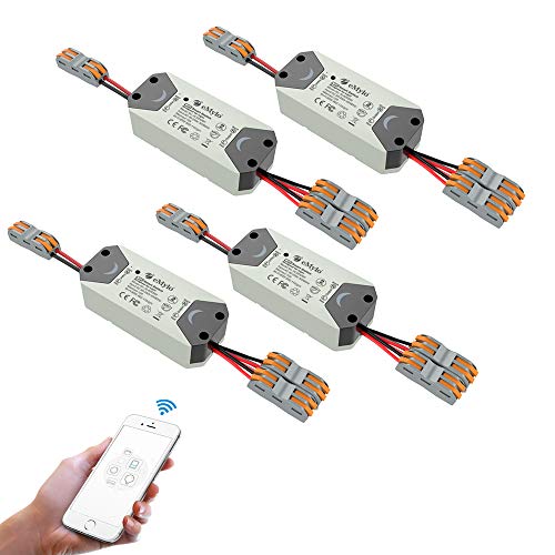 eMylo Smart WiFi Lichtschalter Wireless Relay Switch 220V Zwei 2-Kanal Tuya Modul 90-250V Fernbedienung Home Automation Timer kompatibel mit Alexa Echo Google-Startseite für IOS Android 4 Pack