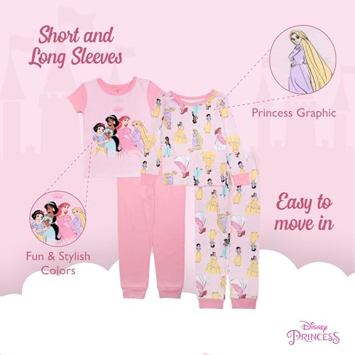 Disney Girls' 4-Piece Snug-fit Cotton Pajama Set, Soft & Cute for Kids3