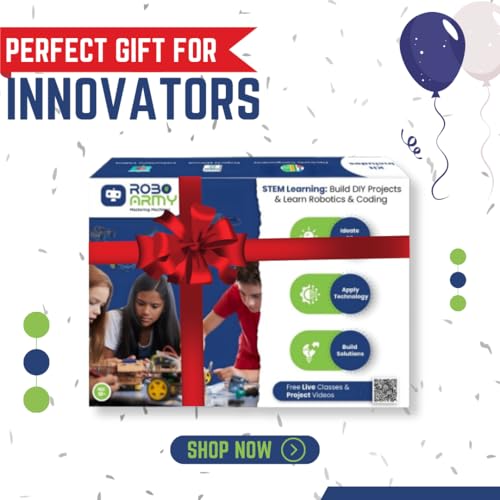 Image of STEM Kit for Kids Ages 10-15 -12+ DIY Projects Including Smart Dustbin, Robot Car, Digital Dice, Educational Robotics Kit with Guide & Video Tutorials - Ideal for Class 6-9, Compatible with Arduino