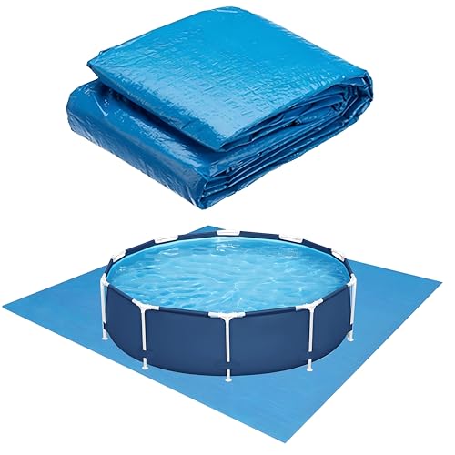 Image of Pool Ground Cloth, 335 x 335cm Foldable Swimming Pool Ground Mat, Waterproof Pool Floor Protector for Frame Pools and Above Ground Pools