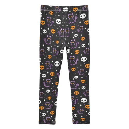 Girls Leggings Soft Toddler Ankle Length Bottoms Halloween Skull Cat Kids Dance Yoga Pants 4-10 Years2