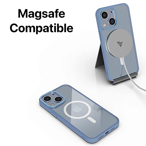 Image of Vaku Luxos Clear Armor MagPro for iPhone 14 Cover Case, Shockproof, Scratch Resistant, Slim, Thin, Military-Grade Metal Ring Camera Protection, Compatible with MagSafe Back Cover - Sierra Blue