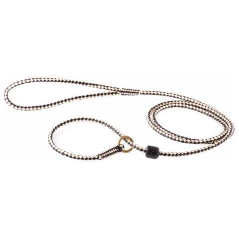 Alvalley Braided Leather Dog Leashes with Stopper - Pet Slip Leads for Dogs - Soft Gentle Leash - Adjustable for Small, Medium, Large & Extra Large Dogs (Black and White, 4ft Long, 1/8in Thick) Cover