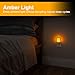 GE Sleeplite Night Lights Plug Into Wall, Dusk to Dawn Sensor, Ambient Lighting, Sleep Aid, Bathroom Décor, LED Lights for Bedroom, Apartment Essentials, Smart Home,86153, Amber, 4 Pack