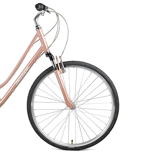 Retrospec 3452 Barron Comfort Hybrid Bike 21-Speed Step-Through with Front Suspension and 700c Wheels with Multi-Surface Tires; 16" Small, Mauve - Thumbnail 5