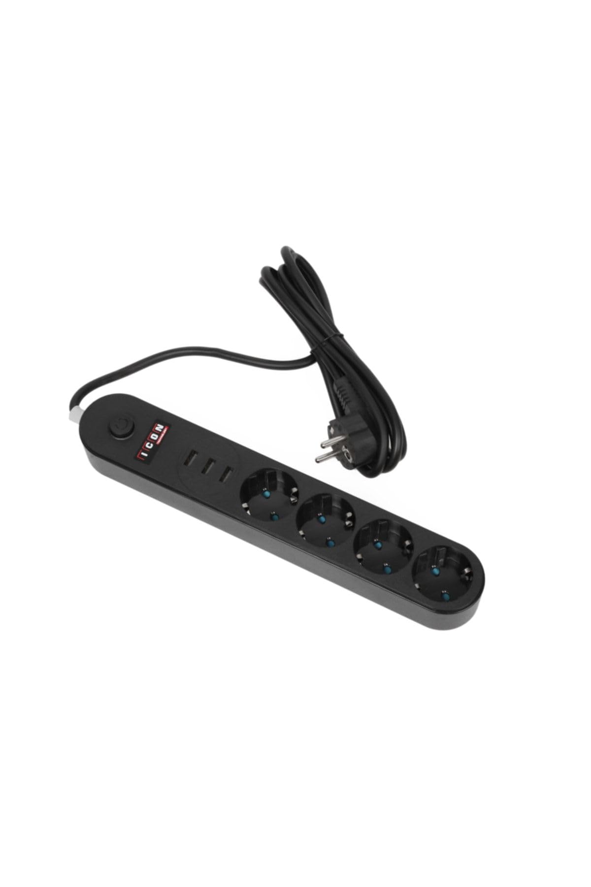 Ultratekno Akım Korumalı 4'lü Priz 3 Port Usb Çoklu Grup Priz 2 Metre Kablo 10a - Siyah