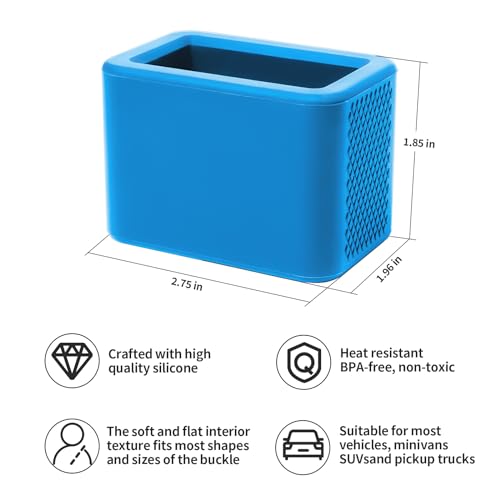 Image of 2 Pack Silicone Seat Belt Buckle Holder, Seat Belt Buckle Booster for Kids, Durable Silicone Material, Easy Access to The Buckles of Rear Seats, Car Accessories, Suitable for Most Car Models (Blue)