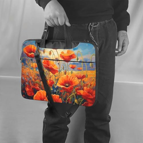 Bolso portátil impermeable con estampado de amapola roja 13 pulgadas miniatura 2
