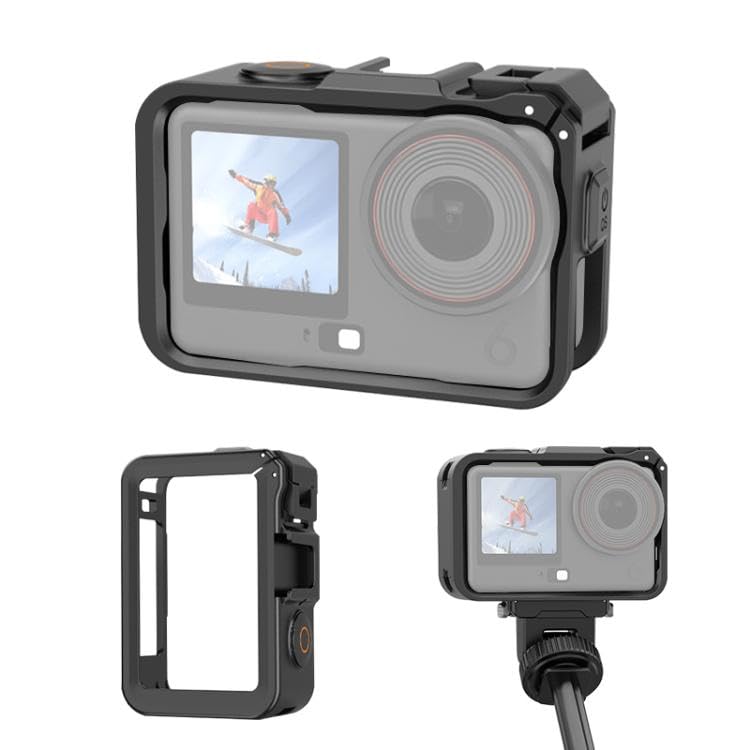 Plastic Prtotective Cage Frame Compatiable for DJI Action 6 Camera, Vertical and Horizontal Expansion Adapter with Cold Shoe Mount, Lightweight Protective Case, Black-image-46