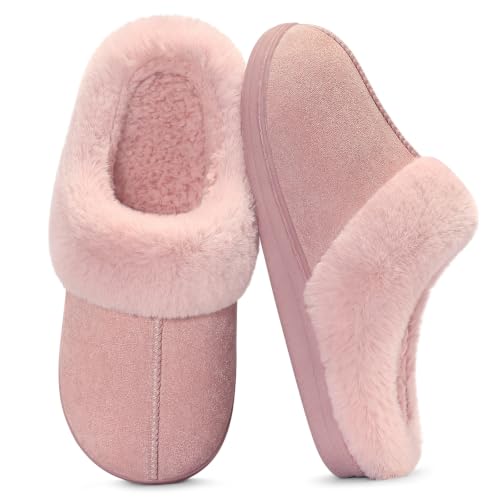 Image of Evshine Women's Memory Foam Fuzzy Slippers Cozy House Shoes | Wool-Like Faux Fur Lining, Non-Slip rubber sole, Warm Winter Slippers Indoor & Outdoor, Great Christmas Gift