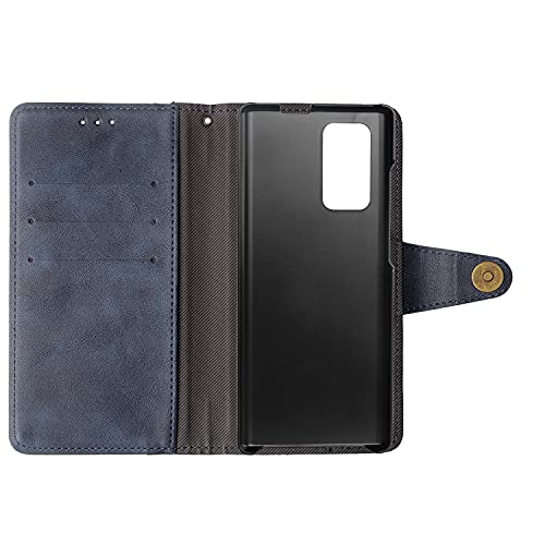 Lankashi Flip Genuine Premium Leather Phone Gel Case for LG Wing 5G 6.8" TPU Silicone Cover Etui Protective Protector Wallet Shell Bumper (Blue)