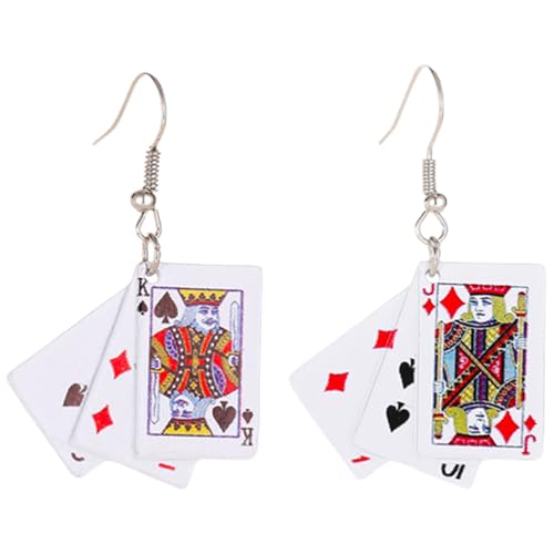 OATIPHO Pendientes colgantes de póquer, Pendientes de póquer para mujer, Jugando a Las Cartas Pendientes Joyería pendientes de moda para regalos de bodas cumpleaños niñas