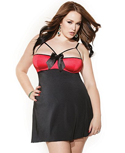 Coquette 3766X Women's Plus Size Reversible Chemise with Underwire Cups - 1X-2X - Fuchsia/Red/Black Coquette 3766X Women's Plus Size Reversible Chemise with Underwire Cups - 1X-2X - Fuchsia/Red/Black
