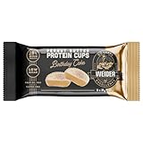 Weider Protein Cups Birthday Cake (20x42g) Tartaletas Crema de Cacahuete Edición 90 Aniversario, Rico en proteínas y Bajo en Azúcar, con cobertura de Chocolate, Sin gluten (20 sobres de 2 tartaletas)