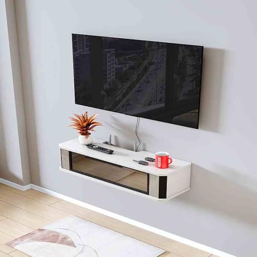 Étagère TV murale en bois meuble de rangement flottant