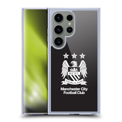 Coque Manchester City Man City FC Plein Blanc sur Noir Crête Samsung S24 Ultra