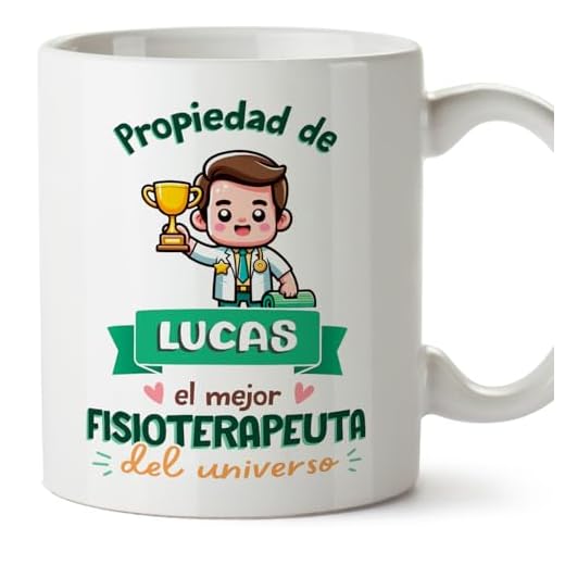 MUGFFINS Tazas Personalizadas para FISIOTERAPEUTA hombre - En Español - Propiedad de - 11 oz / 330 ml - Regalo Personalizable original y divertido