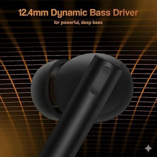 Image of Compatible with Realme Buds Air 6 Bluetooth TWS Earbuds with Active Noise Cancellation, Balanced Sound and Comfort (Black)