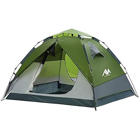 AYAMAYA Zelt 3-4 Personen Wasserdicht, Sekundenzelt Campingzelt Kuppelzelt Wurfzelt mit Quick-Up-System, 2 Türen, Doppelwandig Schnellaufbauzelt Festival Pop Up Zelt für Camping Reisen Strand Wandern Cover