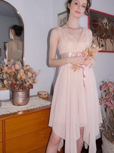Image of Ever-Pretty Women's Spring V Neck Lace Chiffon A Line Prom Dresses Semi Formal Cocktail Wedding Guest Dress 0207