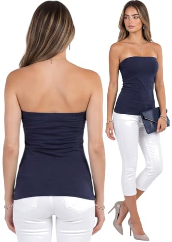 Image of ToBeInStyle Women's Cotton-Spandex Blend Stretchy Tube Top