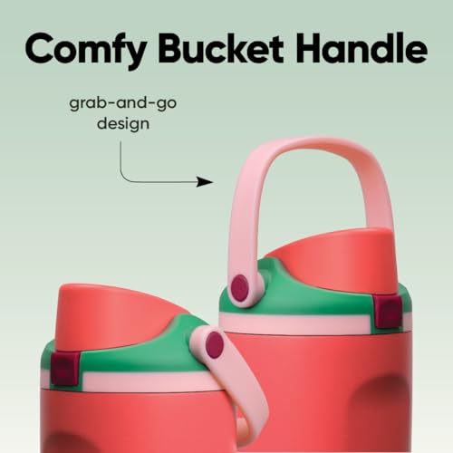 Image of Owala FreeSip Sway Insulated Stainless Steel Water Bottle with Two-Way Spout, Built-In Straw and Bucket Handle, Made for Travel, School, and Sports, 40oz, BPA Free, Leak Proof, Strawberry Fields