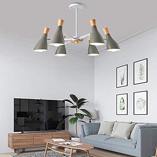 Tsusf Chandelier, Logs Wood Chandelier Simple Atmosphere Living Room Study Decorative Lighting Room Restaurant Lighting (Color : Gray, Size : 3Light) #TOP3