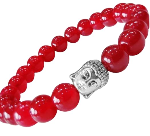 IRIS GEMSRuby Bracelet For Men Certified 8mm Round Shape Handknotted माणिक स्टोन ब्रेसलेट Classy & Trending Bracelets For Women & Men Beautiful Red Color Bracelet For Men & Women