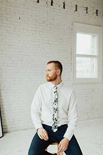 Image of DAZI Men's Skinny Tie Floral Print Cotton Necktie, Great for Weddings, Groom, Groomsmen, Missions, Dances, Gifts.