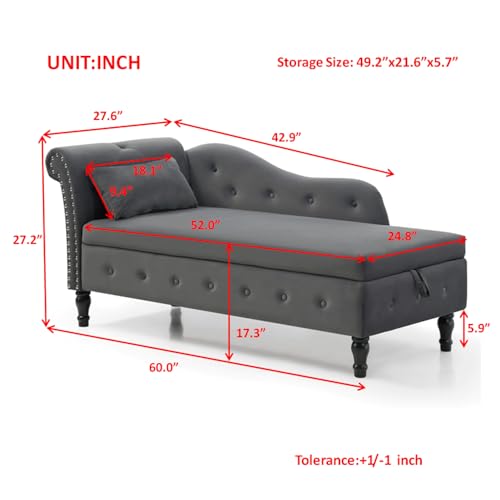 Sillón con chaise lounge terciopelo gris miniatura 2