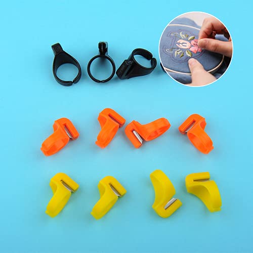 12 Pieces Sewing Thread Cutter Ring Finger Cutting Tool Plastic Thimble Suitable for Yarn Fishing Line (Random Color) - Thumbnail 5