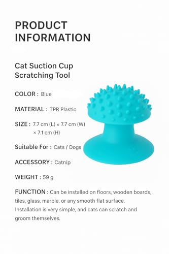 Image of Cat Grooming Supplies for Indoor Pets - Furminator for Cats with Suction Cup - Cat Face Scratcher with Holes for Catnip - Thermoplastic Rubber Corner Brush for Cats Kittens Hamsters (Without Catnip)