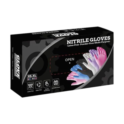 Guantes Desechables: Nitrilo, 100 Unidades, Sin Látex, 24 Cm, Protección Para Las Manos, Guantes De Limpieza Aptos Para Alimentos, Fuerte Barrera Resistente A Productos Químicos | Salón De Examen Coci
