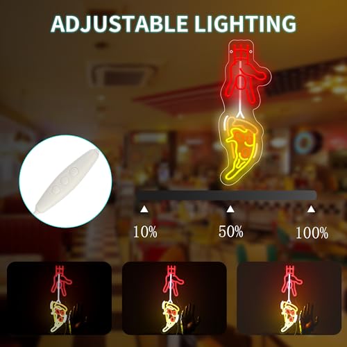 Image of Spiderman Take Pizza LED Neon Sign USB Powered for Wall Decor, Funny Neon Night Light Sign Dimmable for Restaurant Party Decor Food Lover Birthday Gifts