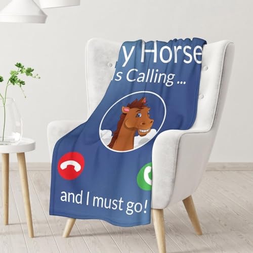 Mercuryelf Horse Blanket Gift - 30x40 Inches Funny Throw Blankets for Kids - Blue Soft, Fuzzy & Warm Throws for Lap, Crib