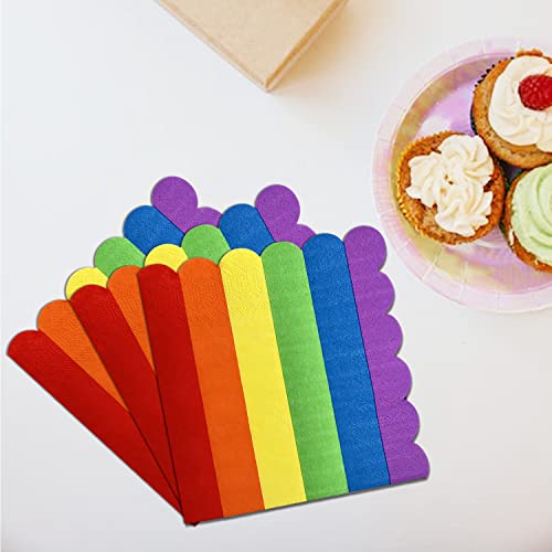 Rainbow Disposable Napkins Party Supplies Beverage Paper Napkins, 6.5In 3-Ply 40 Pieces #TOP5