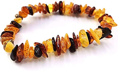 ADATTO PER TUTTI I POLSI Generico Bracciale chips braccialetto pietra vera naturale (VERA AMBRA FOSSILE)