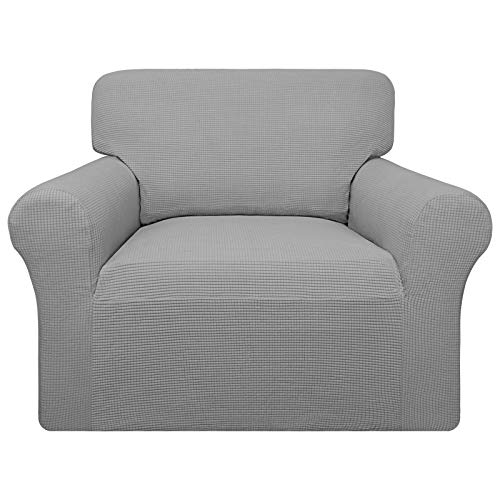 Image of Easy-Going 100% Waterproof Chair Couch Cover, Stretch Jacquard Sofa Cover | Dual Waterproof Sofa Slipcover, Leakproof Furniture Protector for Kids, Pets, Dog and Cat (Chair, Light Gray)