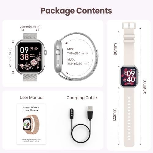 Smart Watch for Women,Fitness Watch Tracker with1000mAh Battery&2 Bands - image 8