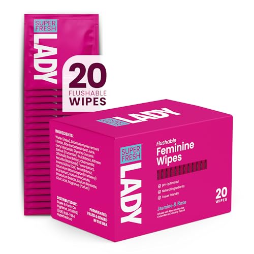 Super Fresh Lady Feminine Wipes, Flushable, pH Balanced, Travel, 20 Count