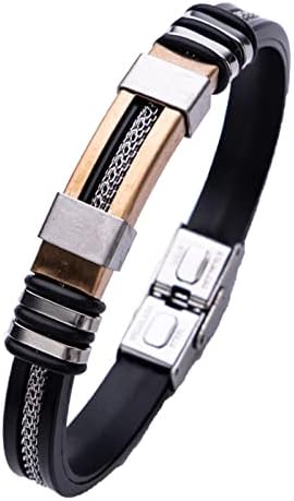 Bracciale da uomo, Bracciale regolabile da uomo Bracciale in silicone Bracciale in acciaio inossidabile