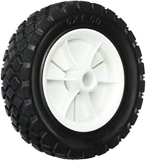 Shepherd Hardware 9610 6-Inch Semi-Pneumatic Rubber Replacement Tire, Plastic Wheel, 1-1/2-Inch Diamond Tread, 1/2-Inch Bore Offset,White