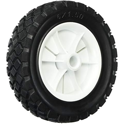Shepherd Hardware 9610 6-Inch Semi-Pneumatic Rubber Replacement Tire, Plastic Wheel, 1-1/2-Inch Diamond Tread, 1/2-Inch Bore Offset,White Cover