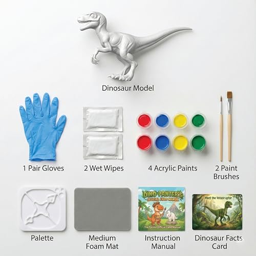 Image of Unscroo DIY 3D Model Painting Kits - Dinosaurs, Ice Age Animals & Unicorns - 3D Printed Art & Craft Hobby Gift for Kids, Teens & Adults - Return Gift Sets (Velociraptor Single)
