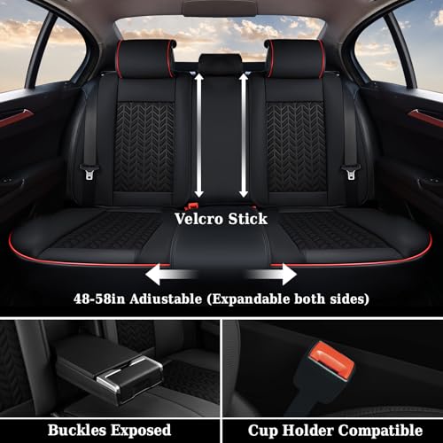 Image of Coverado Seat Covers Full Set, Seat Covers for Cars, Car Seat Covers Winter, Breathable Faux Leather Car Seat Protector Car Seat Cushion, Black Car Seat Covers Universal Fit for Most Cars SUVs Trucks