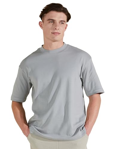 Image of Amazon Brand - Symbol Men's Solid Cotton Oversized Round Neck Tshirt | Half Sleeve | Plain (Available in Plus Sizes)